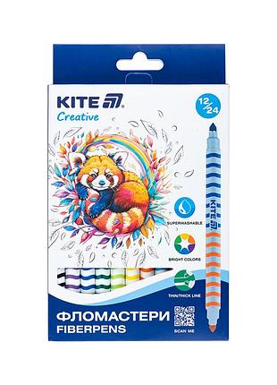 Фломастеры kite creative двусторонние 12 цветов (k-1151)