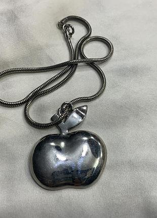 🍎🍏 винтажный массивный кулон яблоко на цепь снейк vintage apple mid-century style 🍏🍎