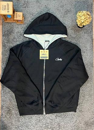Чоловіча кофта corteiz zip hoodie чорна розмір m