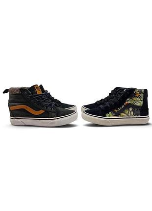 Кроссовки vans sk8 hi top decay palms с черным принтом