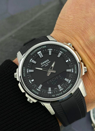 Чоловічий годинник casio amw-880-1a з комбінованим циферблатом та сталевим корпусом