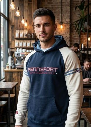 🧥 мужской худи penn sport | темно-синий с белым | размер s