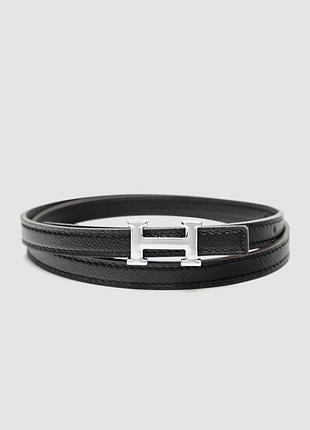 💫 hermes reversible swift epsom mini constance h belt black/silver 94 х 1 см