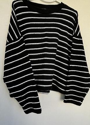 Кофта m&s mark spencer у чорно-білу смужку, oversize, m–xl