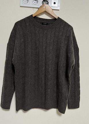 Светр жіночий massimo dutti кашеміровий в коси, сірий