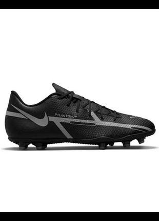 Бутси чоловічі with box nike phantom gt2 club fg/mg "black iron grey"✅men's size 12.5