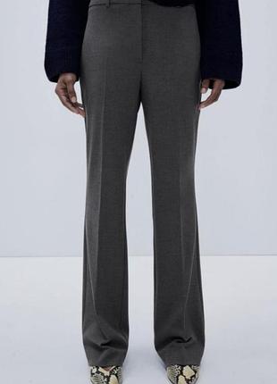 Классические серые брюки клёш zara