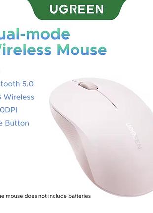 Беспроводная мышь ugreen m331 dual-mode (bluetooth 5.0 + 2.4g wireless), 4000 dpi, бесшумная эргономичная оптическая мышка