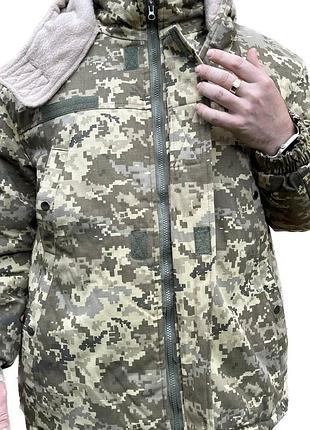 Бушлат тактичний зимовий 60-62 3/4. бушлат на флісі військовий піксель. армійська утеплена курточка зсу