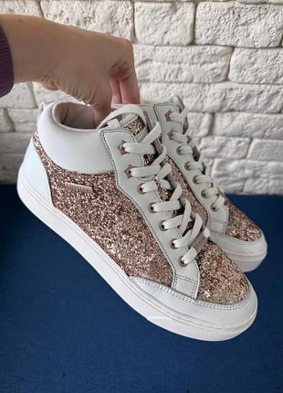 Блискучі високі кеди хайтопи firetrap рожеве золото снікерси