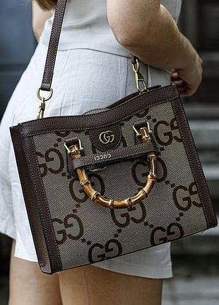 Сумка гуччи diana jumbo gg medium tote bag beige gold