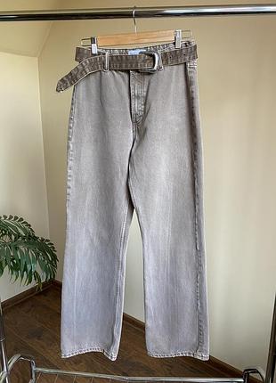 Джинси zara коричневі з поясом, розмір eur 36