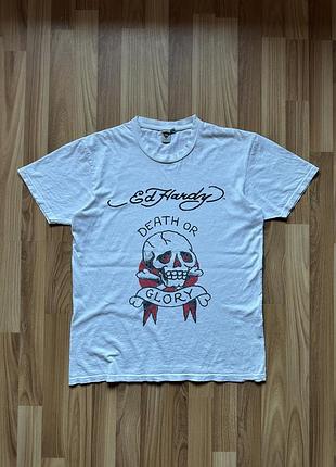 Вінтажна футболка ed hardy by christian audigier / череп, death or glory, y2k (m) melrose