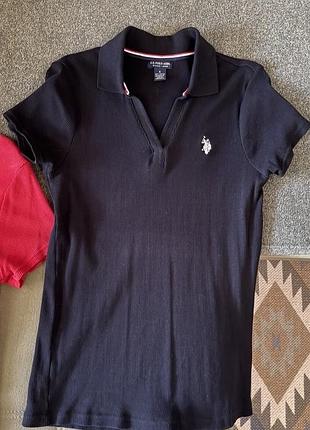 Жіноче поло u.s. polo assn чорне з коротким рукавом