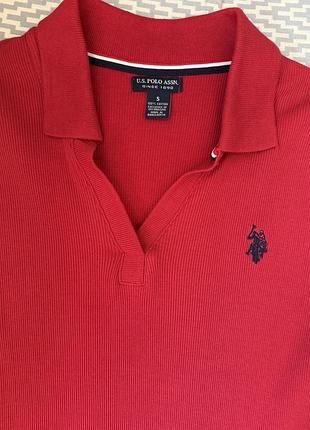Жіноче поло u.s. polo assn червоне в рубчик