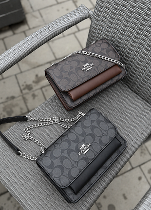 Сумка coach через плечо с цепочкой, сумка коач в цветах