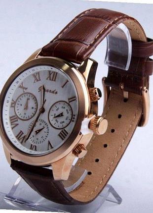 Мужские часы guardo premium s08045-2 корпус розовое золото коричневый кожаный ремешок белый циферблат с датой