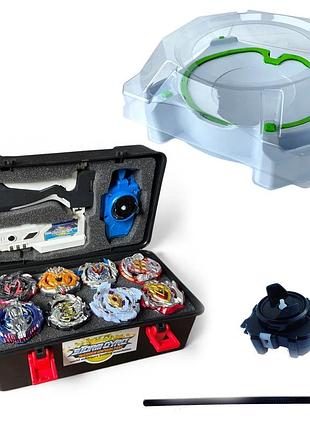 Подарунковий набір мега beyblade box evolution professional кейс 9 в 1 та велика арена 45см в коробці
