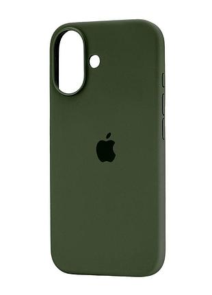 Чехол силиконовый противоударный для iphone 16 защита камеры темно-зеленый