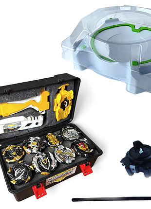 Подарунковий набір beyblade burst gold edition — 8 бейблейдів, арена, кейс