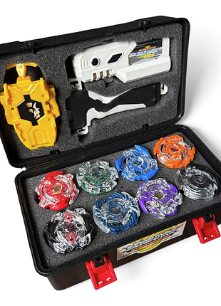 Подарунковий набір beyblade burst evolution season 3 — 8 бейблейдів, кейс, 2 лаунчери, ручка, лаунчер-ліхтарик, монтажний ключ