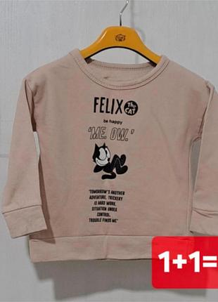 Теплый свитшот на флисе zara kids «felix the cat» для девочки (трехнитка с начесом).