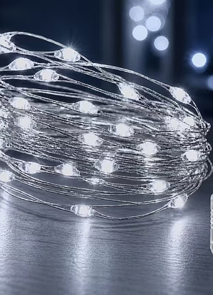 Новогодняя led гирлянда светодиодная нить 8 режимов usb 10м sam03777 белая
