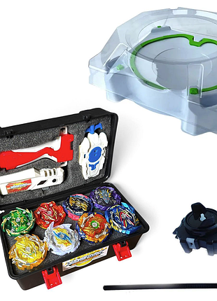 Подарочный набор beyblade burst quaddrive — 8 бейблейдов, арена, кейс