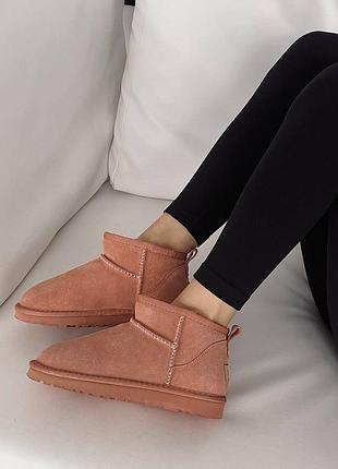 Жіночі уггі ugg ultra mini pink suede | 36–41