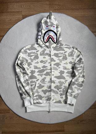 Зип-худи белый bape camo