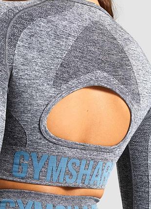 Спортивный укороченный кроп топ кофта gymshark с длинными рукавами