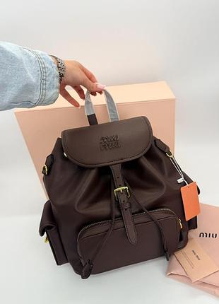 Miu miu leather backpack chocolate