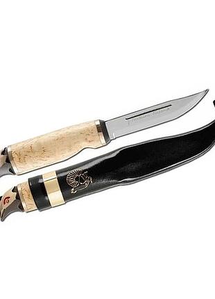 Нож marttiini wood grouse длина лезвия 11 см (549019w), финский нож с кожаными ножнами