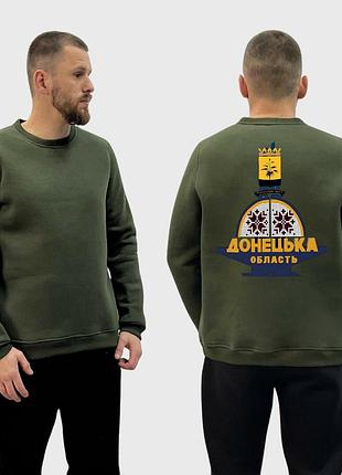 Чоловічий світшот на флісі з принтом донецька область стела стелла fpv, хакі