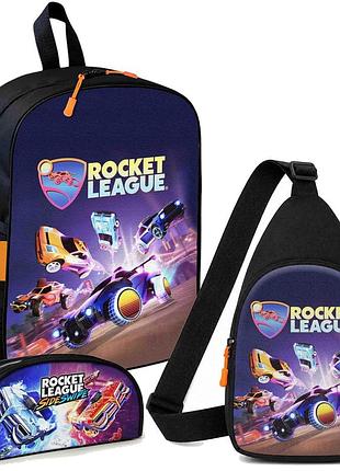Набір rocket league 3 в 1: дитячий рюкзак + сумка-слінг + пенал, для хлопчика та дівчинки 7–9 років (6203)