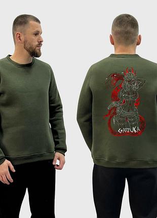 Мужской свитшот на флисе с принтом sunset goons девушка с пистолетом змея гадюка, хаки