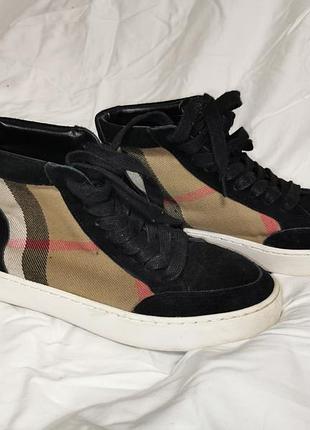 Кеди жіночі burberry чорні/бежеві замшеві