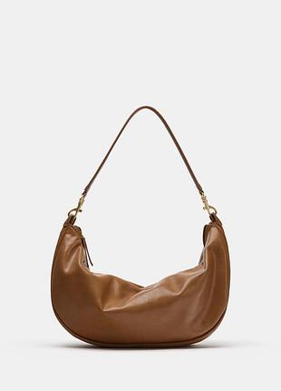 Овальная сумка коричневое на плечо zara new