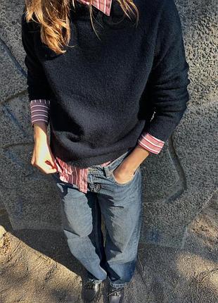 Свитер женский темный с шерстью и альпакой zara new