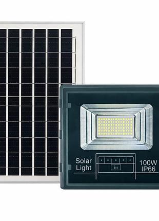 Вуличний led ліхтар на сонячних батареях 200х55мм прожектор світлодіодний вуличний 60 led 100 вт із сонячною панеллю hp-5-73