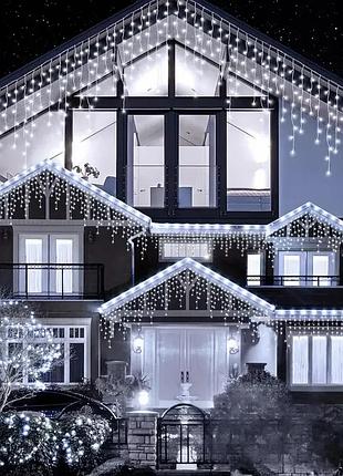 Світлодіодна світлова завіса 300 led світлодіодних бурульок для вулиці, холодно-білого кольору lks-300-zb