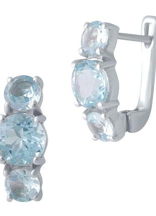 Серебряные серьги высокогокачества с натуральным топазом 5.778ct (2018865)
