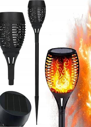 Солнечный фонарь садовый, факел garden line 50 см sol6846 эффект живого огня, 36 led, ip44, черный