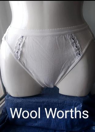 Жіночі бавовняні трусики з батистовым мереживом німеччина бренду wool worths uk 12 eur 40