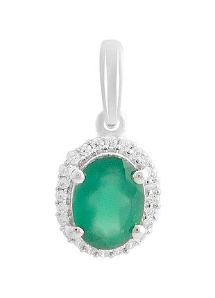 Серебряная подвеска высокогокачества с агатом 1.266ct, фианитами (2213529)