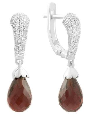 Срібні сережки високої якості з натуральним гранатом 11.003ct (2203698)