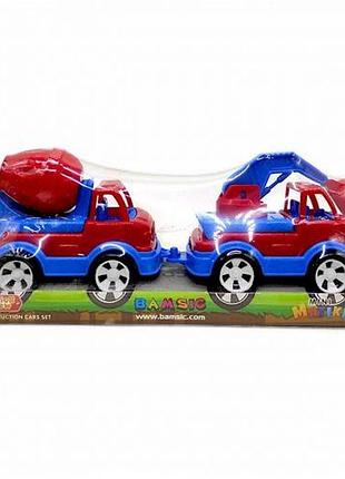 Набор пластиковых машинок "mini matiki" (бетономешалка, экскаватор) синий