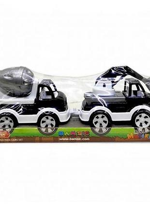 Набор пластиковых машинок "mini matiki" (бетономешалка, экскаватор) черно-белый