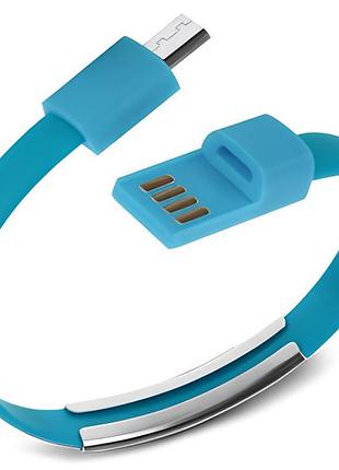 Кабель-браслет rtl micro usb 2.0 0.2 м для зарядки и синхронизации синий (s0607)