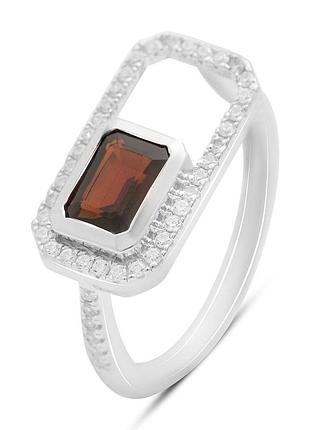 Срібне кільце високої якості з натуральним гранатом 1.828ct, вага виробу 3,17 г (2204008) 18.5 розмір